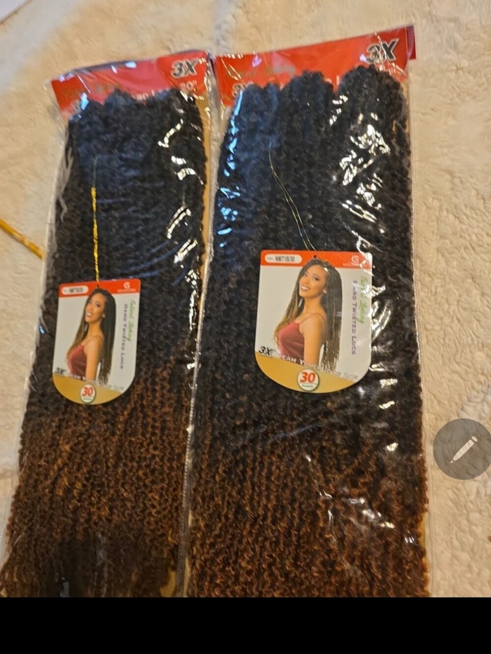 070226 Bundle 2 Natural Looking Hand-Twisted 3X's Pack Dream Yard Locs 30-Strand